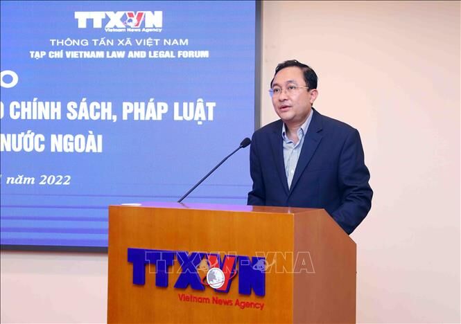 Phó Vụ trưởng Vụ Phổ biến, giáo dục pháp luật (Bộ Tư pháp) Phan Hồng Nguyên phát biểu. Ảnh: Phạm Kiên/TTXVN