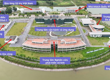 Toàn cảnh công trình Trung tâm Vũ trụ Việt Nam tại Khu công nghệ cao Hòa Lạc