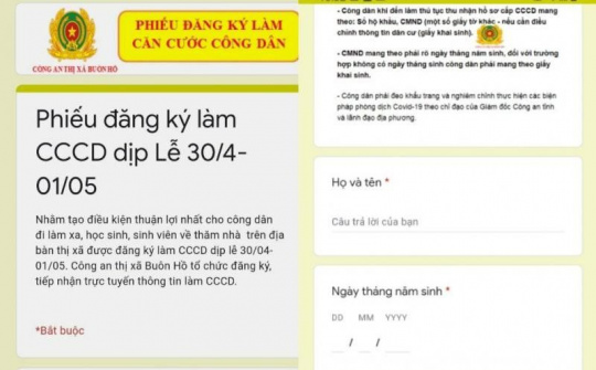 Công an thị xã Buôn Hồ: Duy trì cấp căn cước công dân trong dịp lễ 30/4 và 01/5