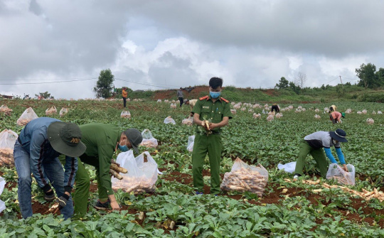 Công an Đắk Nông tiếp tục ủng hộ quân và dân vùng tâm dịch rau, củ, quả cùng nhiều nhu yếu phẩm