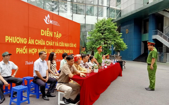Diễn tập phương án chữa cháy và cứu nạn, cứu hộ tại Trường Đại học Công nghiệp TP. Hồ Chí Minh