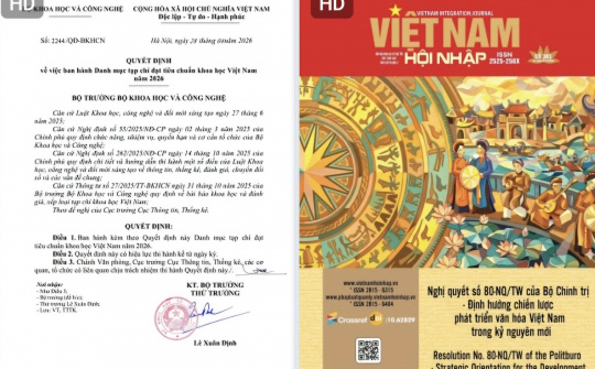 Tạp chí Việt Nam Hội nhập đạt chuẩn tạp chí khoa học Việt Nam năm 2026