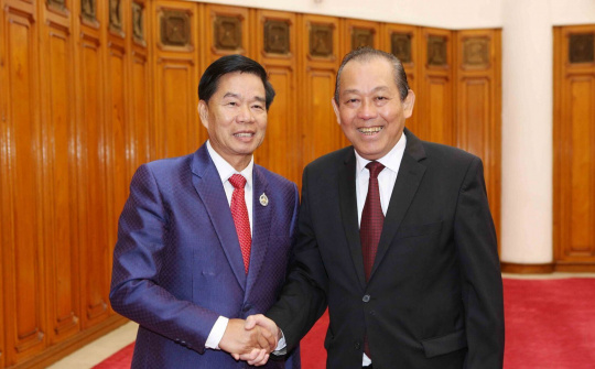 Phó Thủ tướng Thường trực Chính phủ tiếp Bí thư, Đô trưởng Vientiane