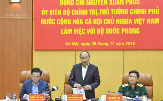 Thủ tướng Nguyễn Xuân Phúc làm việc với Bộ Quốc phòng