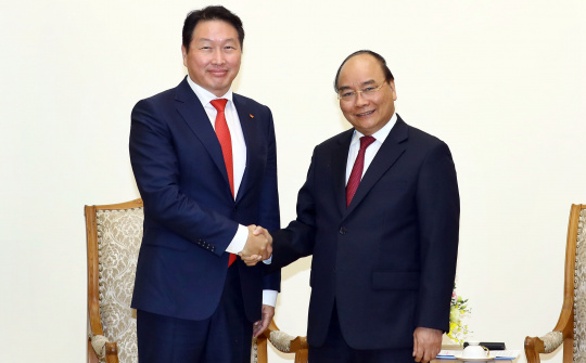 Thủ tướng tiếp lãnh đạo tập đoàn SK Hàn Quốc dự định mở rộng đầu tư vào Việt Nam
