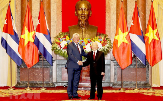 Tổng Bí thư, Chủ tịch nước Nguyễn Phú Trọng hội đàm với Chủ tịch Hội đồng Nhà nước và Hội đồng Bộ trưởng Cu-ba