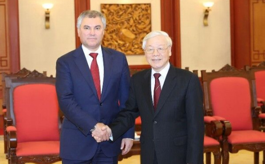 Tổng Bí thư, Chủ tịch nước Nguyễn Phú Trọng tiếp Chủ tịch Duma Quốc gia Nga V.V.Volodin