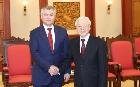 Tổng Bí thư, Chủ tịch nước Nguyễn Phú Trọng tiếp Chủ tịch Duma Quốc gia Nga V.V.Volodin
