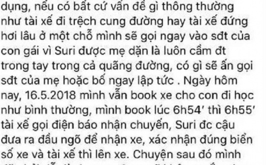 Hà Nội: Bé gái lớp 3 tố bị tài xế taxi công nghệ quấy rối