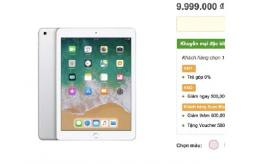 iPad 2018 bắt đầu bán chính hãng tại Việt Nam, giá từ 9,99 triệu đồng