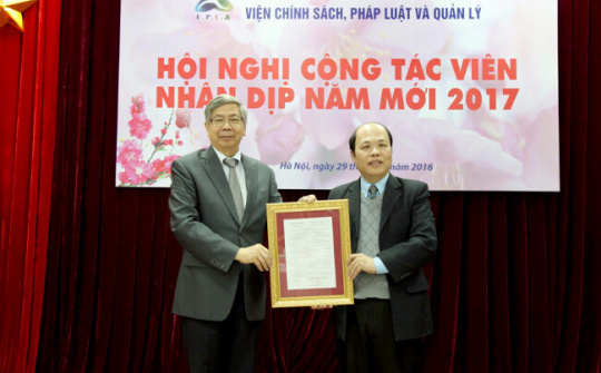 Liên hiệp Hội Việt Nam ra Quyết định về tổ chức nhân sự lãnh đạo Viện Chính sách, Pháp luật và Quản lý nhiệm kỳ 2018-2023.