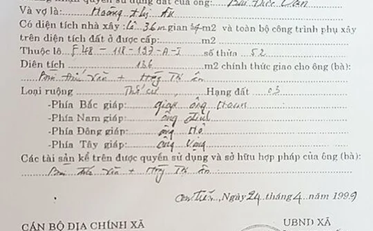 Huyện An Lão - Hải Phòng: UBND xã cấp.... Giấy chứng nhận quyền sử dụng đất?