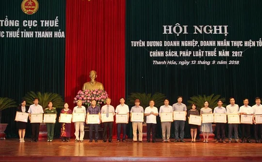 Thanh Hóa: Tuyên dương doanh nghiệp, doanh nhân thực hiện tốt chính sách pháp luật về thuế