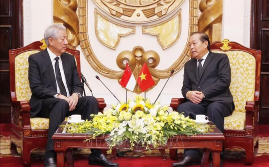 Phó Thủ tướng Trương Hòa Bình tiếp Phó Thủ tướng Singapore Tiêu Chí Hiền