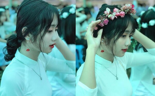 Nữ sinh mặc áo dài trắng 'gây sốt' MXH vì xinh như thiên thần