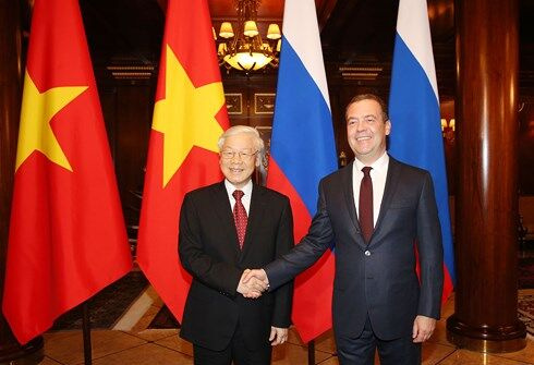 Tổng Bí thư Nguyễn Phú Trọng hội kiến Thủ tướng LB Nga D.Medvedev