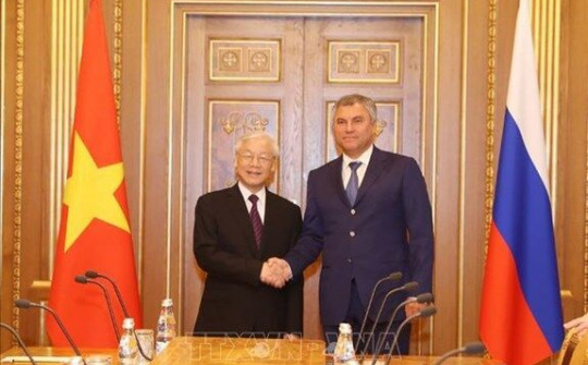 Tổng Bí thư Nguyễn Phú Trọng hội kiến Chủ tịch Duma Quốc gia Nga