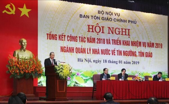Phó Thủ tướng Trương Hòa Bình dự Hội nghị triển khai nhiệm vụ năm 2019 của Ban Tôn giáo Chính phủ