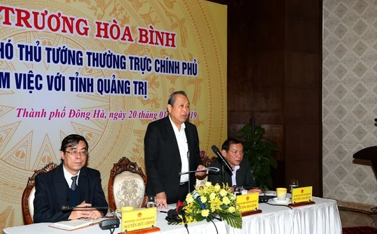 Phó Thủ tướng Trương Hòa Bình làm việc với lãnh đạo chủ chốt tỉnh Quảng Trị