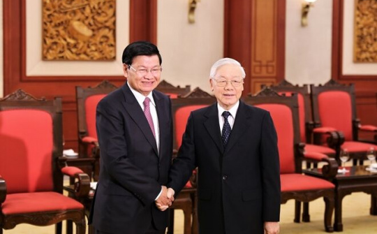 Tổng Bí thư, Chủ tịch nước Nguyễn Phú Trọng tiếp Thủ tướng Lào Thongloun Sisoulith