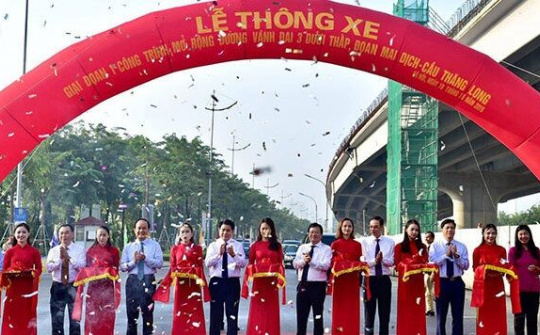 Hà Nội thông xe đường vành đai 3.000 tỷ đoạn Mai Dịch - cầu Thăng Long