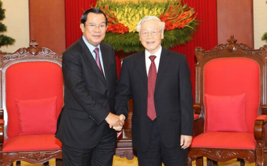 Tổng Bí thư, Chủ tịch nước Nguyễn Phú Trọng tiếp Thủ tướng Campuchia