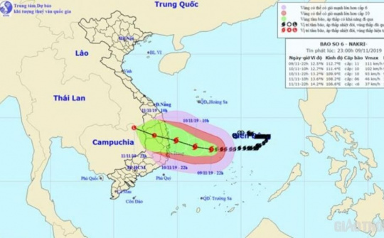 Bão số 6 giật cấp 14. Sẽ đi vào các tỉnh từ Quảng Ngãi - Khánh Hòa trong đêm nay.