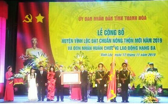 Vĩnh Lộc: Đạt chuẩn nông thôn mới năm 2019 và đón nhận Huân chương Lao động hạng Ba