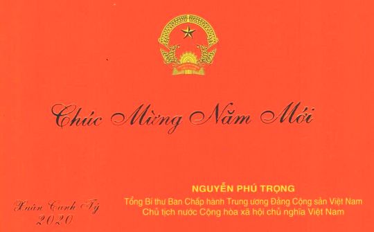 Thiếp chúc mừng năm mới 2020 của Tổng Bí thư, Chủ tịch nước Nguyễn Phú Trọng