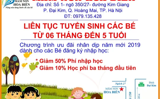 Trường Mầm non Hoa Biển: Phát triển cùng sự lớn lên của trẻ thơ