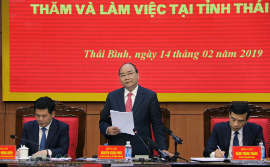 Thủ tướng Nguyễn Xuân Phúc làm việc với lãnh đạo chủ chốt tỉnh Thái Bình