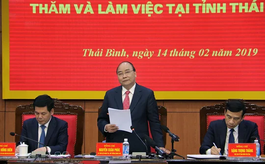 Thủ tướng Nguyễn Xuân Phúc làm việc với lãnh đạo chủ chốt tỉnh Thái Bình