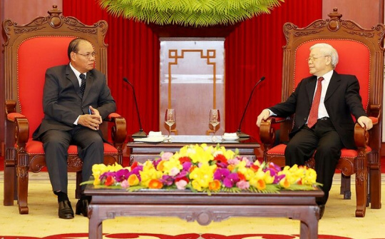 Tổng Bí thư, Chủ tịch nước Nguyễn Phú Trọng tiếp Ðoàn đại biểu cấp cao Bộ An ninh Lào