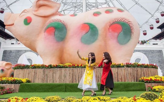 Rộn ràng trời xuân ở lễ hội 'Heo vàng gõ cửa' tại Sun World Danang Wonders