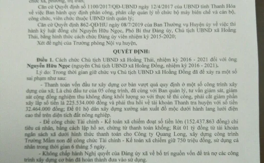 Hoằng Hóa - Thanh Hóa: Cách chức Chủ tịch UBND xã Hoằng Thái vì liên quan đến nhiều sai phạm