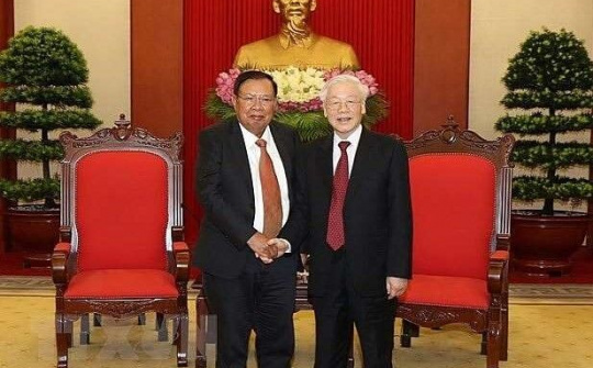 Tổng Bí thư, Chủ tịch nước Nguyễn Phú Trọng tiếp Tổng Bí thư, Chủ tịch nước Lào