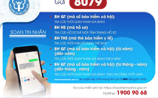 Từ ngày 01/8 chỉ sử dụng đầu số 8079 trong tra cứu BHXH, BHYT