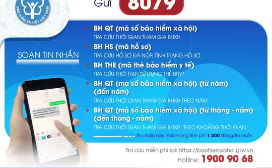 Từ ngày 01/8 chỉ sử dụng đầu số 8079 trong tra cứu BHXH, BHYT