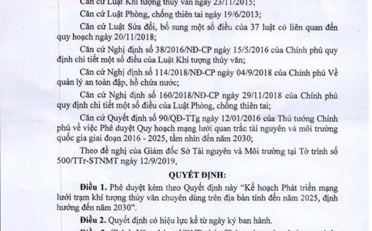 Vĩnh Phúc: Kế hoạch Phát triển mạng lưới trạm khí tượng thủy văn