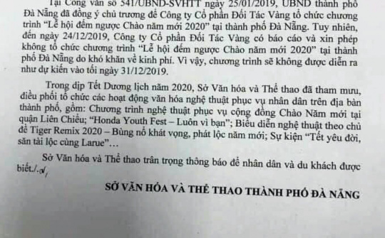 Đà Nẵng: Người dân chưng hửng bởi lễ hội Chào năm mới bị hủy