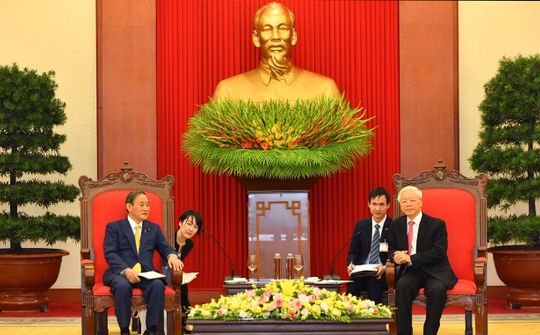 Tổng Bí thư, Chủ tịch nước Nguyễn Phú Trọng tiếp Thủ tướng Nhật Bản Suga Yoshihide