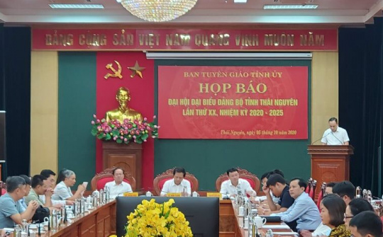 Từ 11-13/10 sẽ diễn ra Đại hội Đảng bộ tỉnh Thái Nguyên lần thứ XX