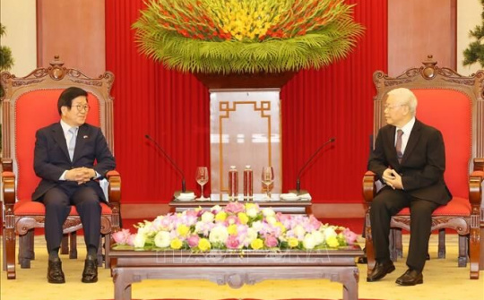 Tổng Bí thư, Chủ tịch nước Nguyễn Phú Trọng tiếp Chủ tịch Quốc hội Hàn Quốc