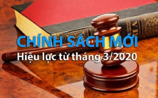 Chính sách mới có hiệu lực từ tháng 3/2020
