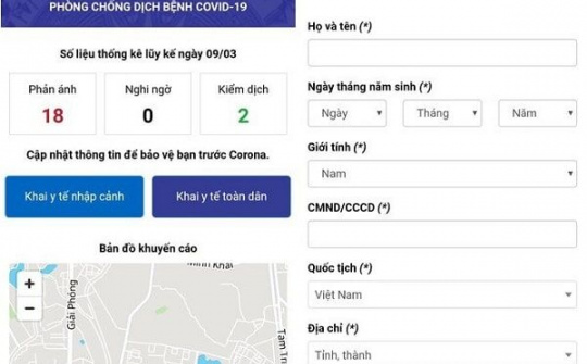 Từ hôm nay 10/3: Bắt đầu khai báo y tế toàn dân