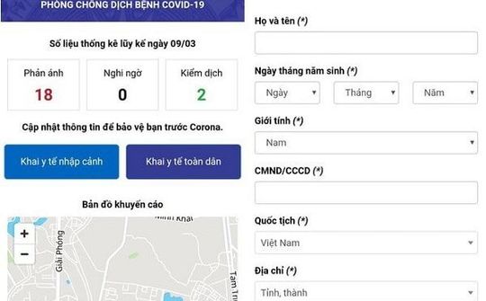 Từ hôm nay 10/3: Bắt đầu khai báo y tế toàn dân