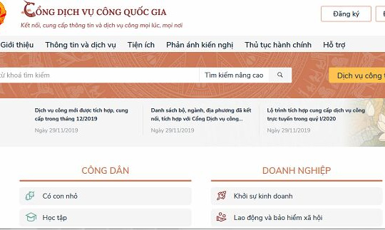 169 dịch vụ công được triển khai trên Cổng Dịch vụ công quốc gia
