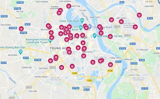 Bản đồ dịch COVID-19 tại Hà Nội trên Google Maps gây hoang mang