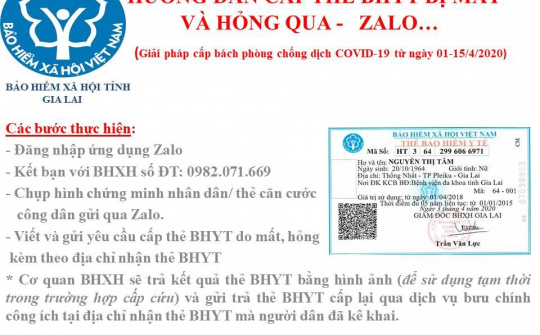BHXH Gia Lai  cấp thẻ BHYT qua Dịch vụ công trực tuyến trong thời gian cách ly xã hội