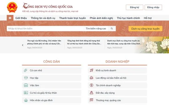 Sử dụng Cổng Dịch vụ công quốc gia phục vụ nhu cầu thiết yếu